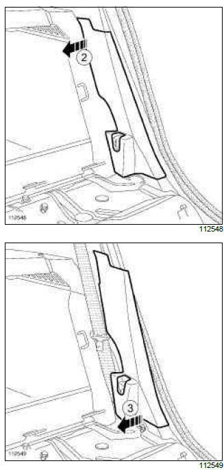 Renault Clio. Rear inner sill upper trim: Removal - Refitting