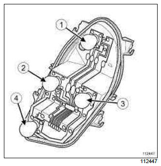 Renault Clio. Rear light bulb: Removal - Refitting