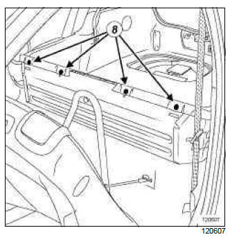 Renault Clio. Rear loading trim: Removal - Refitting