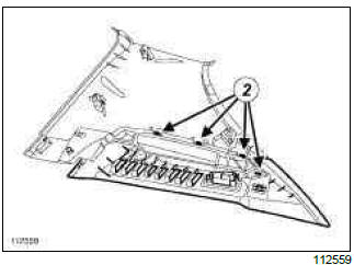 Renault Clio. Rear parcel shelf side trim: Removal - Refitting