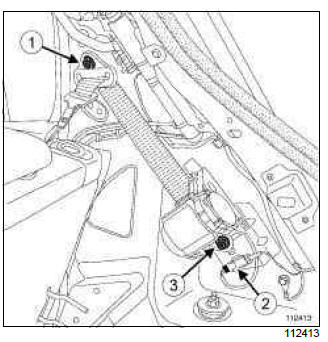 Renault Clio. Rear pyrotechnic inertia reel: Removal - Refitting