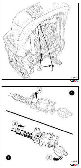 Renault Clio. Rear seat access mechanisms: Removal - Refitting