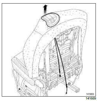 Renault Clio. Rear seat access mechanisms: Removal - Refitting