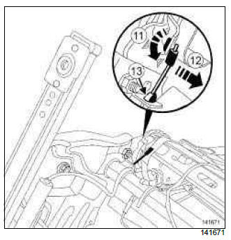 Renault Clio. Rear seat access mechanisms: Removal - Refitting