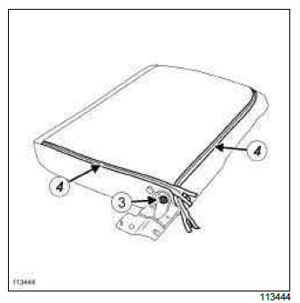 Renault Clio. Rear bench seat mechanism: Removal - Refitting