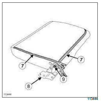 Renault Clio. Rear bench seat mechanism: Removal - Refitting