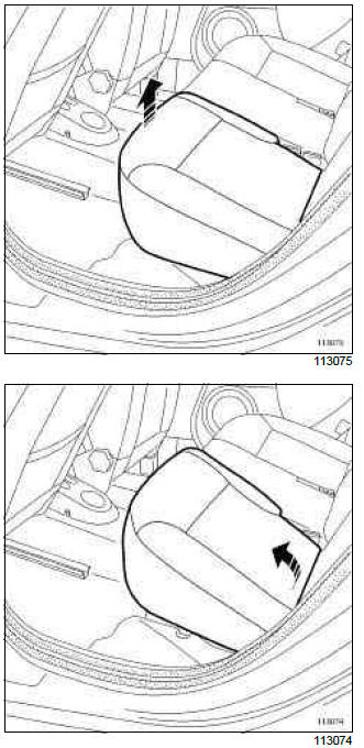 Renault Clio. 1/3 and 2/3 rear bench seat base trim: Removal - Refitting