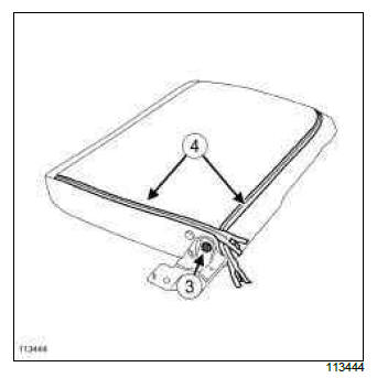 Renault Clio. 1/3 and 2/3 rear bench seatback trim: Removal - Refitting