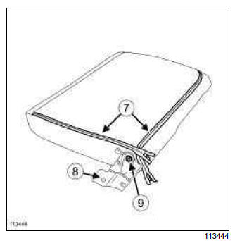 Renault Clio. 1/3 and 2/3 rear bench seatback trim: Removal - Refitting