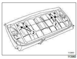 Renault Clio. Single unit rear bench seatback trim: Removal - Refitting