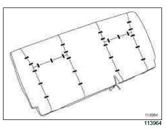 Renault Clio. Single unit rear bench seatback trim: Removal - Refitting