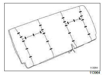 Renault Clio. Single unit rear bench seatback trim: Removal - Refitting