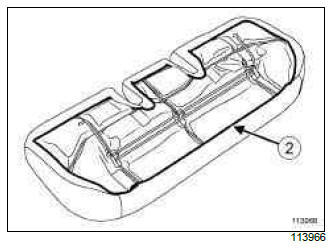 Renault Clio. Single unit rear bench seat base trim: Removal - Refitting