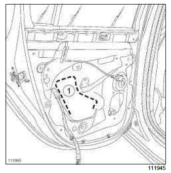 Renault Clio. Rear side door electric window mechanism: Removal - Refitting