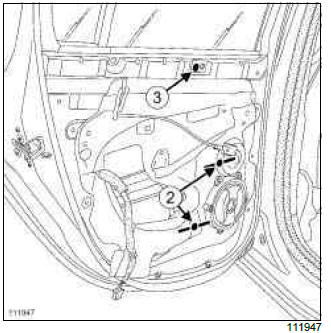 Renault Clio. Rear side door electric window mechanism: Removal - Refitting