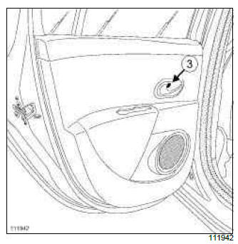 Renault Clio. Rear side door trim: Removal - Refitting