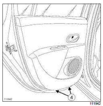 Renault Clio. Rear side door trim: Removal - Refitting