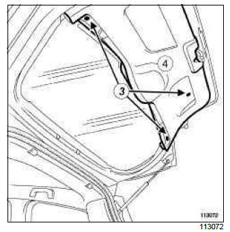 Renault Clio. Tailgate trim: Removal - Refitting
