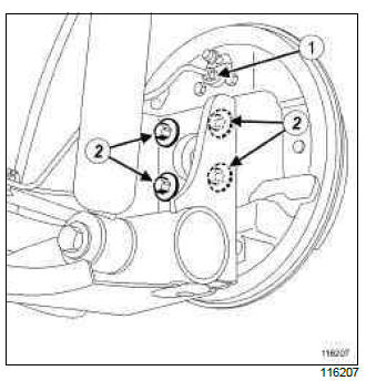 Renault Clio. Rear stub axle carrier: Removal - Refitting