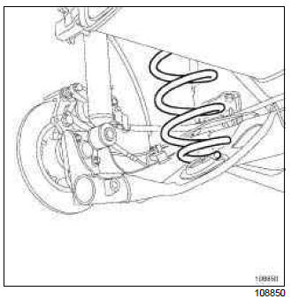 Renault Clio. Rear suspension spring: Removal - Refitting