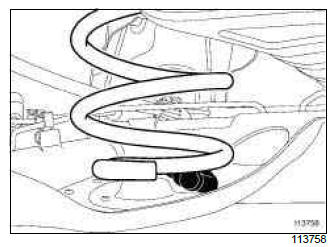 Renault Clio. Rear suspension spring: Removal - Refitting