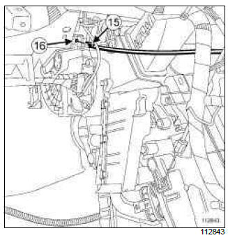 Renault Clio. Recirculation control cable: Removal - Refitting