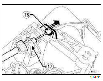 Renault Clio. Recirculation control cable: Removal - Refitting