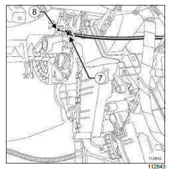 Renault Clio. Recirculation control cable: Removal - Refitting