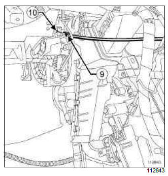 Renault Clio. Recirculation control cable: Removal - Refitting