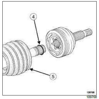 Renault Clio. Front driveshaft gaiter, wheel side: Removal - Refitting