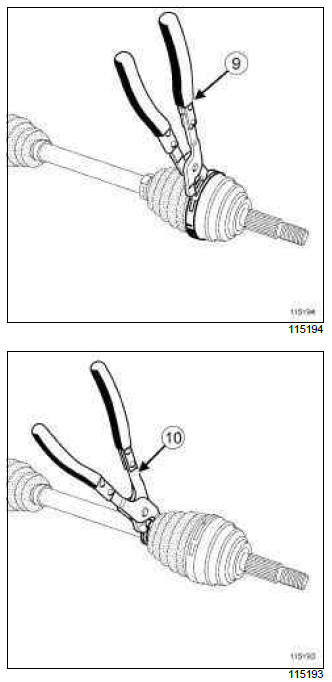 Renault Clio. Front driveshaft gaiter, wheel side: Removal - Refitting