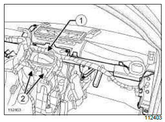 Renault Clio. Front centre air distribution duct: Removal - Refitting