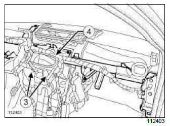 Renault Clio. Front centre air distribution duct: Removal - Refitting