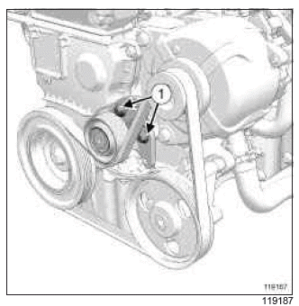 Renault Clio. Accessories belt: Removal - Refitting