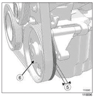 Renault Clio. Accessories belt: Removal - Refitting