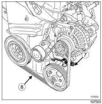 Renault Clio. Accessories belt: Removal - Refitting