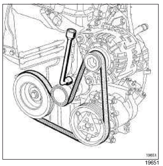 Renault Clio. Accessories belt: Removal - Refitting