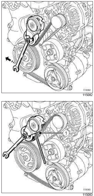 Renault Clio. Accessories belt: Removal - Refitting