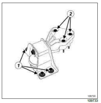 Renault Clio. Right-hand suspended engine mounting: Removal - Refitting
