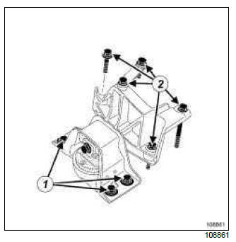 Renault Clio. Right-hand suspended engine mounting: Removal - Refitting