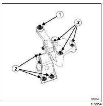 Renault Clio. Right-hand suspended engine mounting: Removal - Refitting