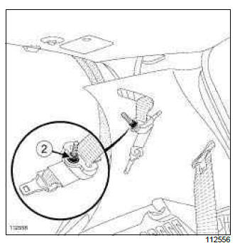 Renault Clio. Rear centre seat belt: Removal - Refitting