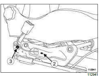 Renault Clio. Front seat belt buckle: Removal - Refitting