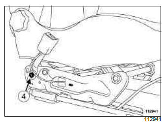 Renault Clio. Front seat belt buckle: Removal - Refitting