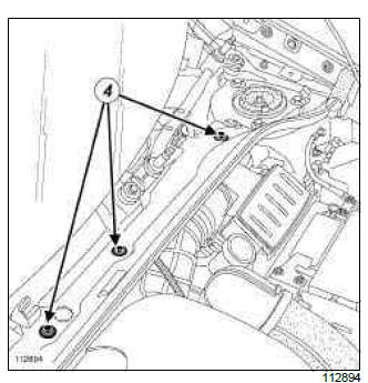 Renault Clio. Scoop under the scuttle panel grille: Removal - Refitting