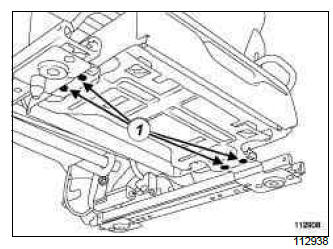 Renault Clio. Storage compartment under front seat: Removal - Refitting