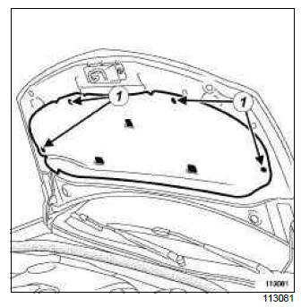 Renault Clio. Bonnet soundproofing: Removal - Refitting