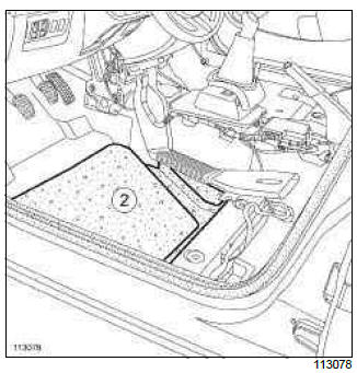 Renault Clio. Centre floor side soundproofing: Removal - Refitting