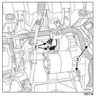 Renault Clio. Starter: Removal - Refitting