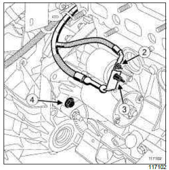 Renault Clio. Starter: Removal - Refitting